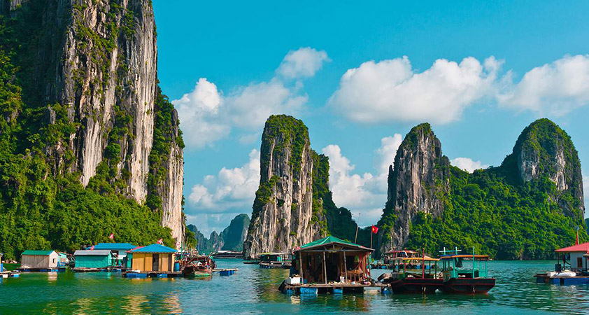 Halong Bay is also home to some famous floatingvillages