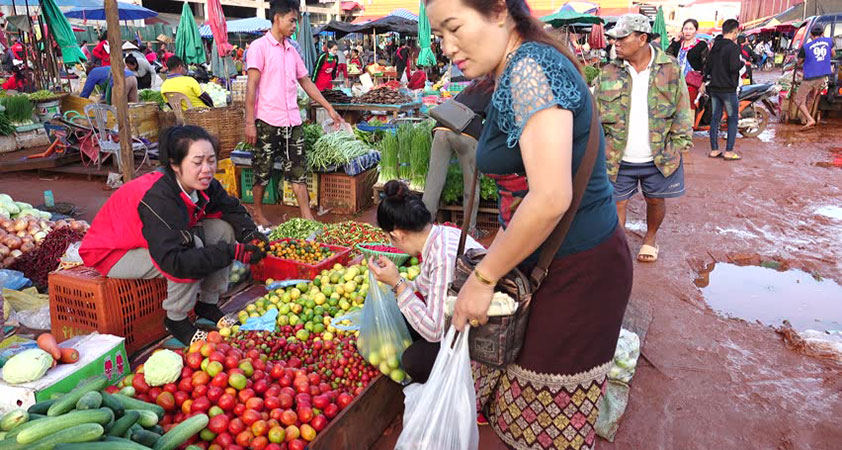 Morning market in Champasak