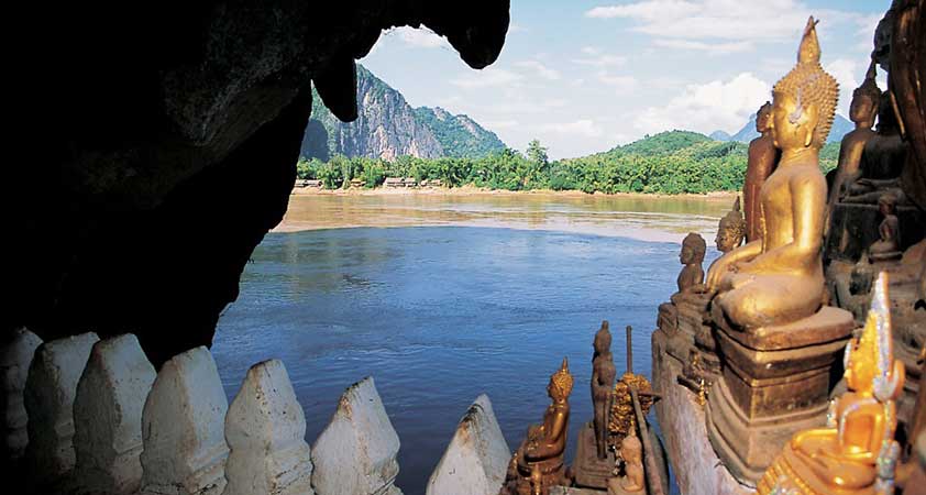 These caves in the rocky walls of the sandstone mountains at the confluence of the Ou river