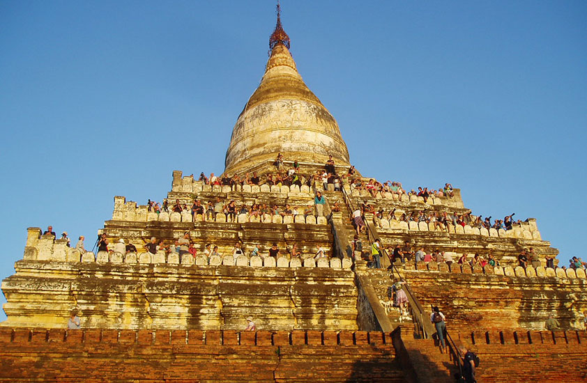 Shwesandaw temple at the archaeological site of Bagan on Myanmar