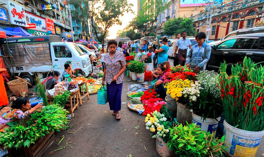 A local market in Yangon, Myanmar