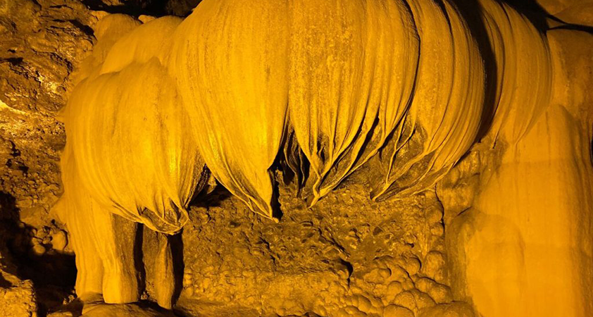 The mysterious world of stalactites and stalagmites deep in the cave
