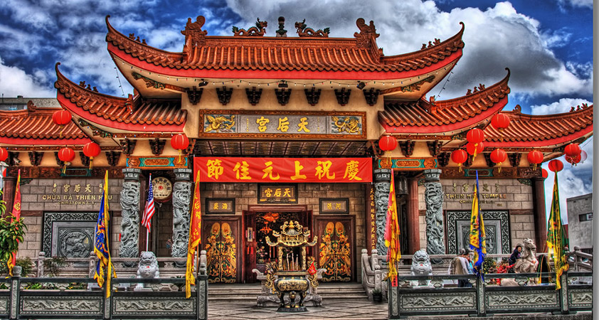 Thien Hau pagoda in Saigon features its Chinese architecture