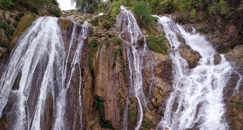 The waterfall has not gone though human impacts