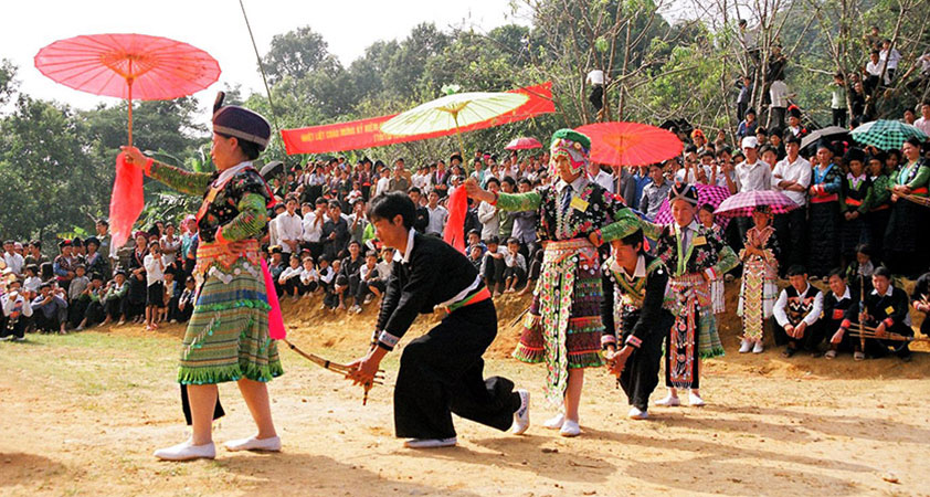 The image of Red Dao people in Lunar New Year in Ta Phin village Vietnam