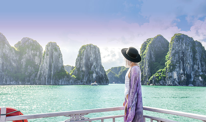 Halong Bay Cruise offers travellers the exploration of the natural islets and amazing caves with different shapes, immerse in beautiful beac