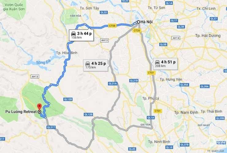 Pu Luong Thanh Hoa tour map