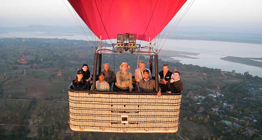 Join a balloon ride over Bagan 