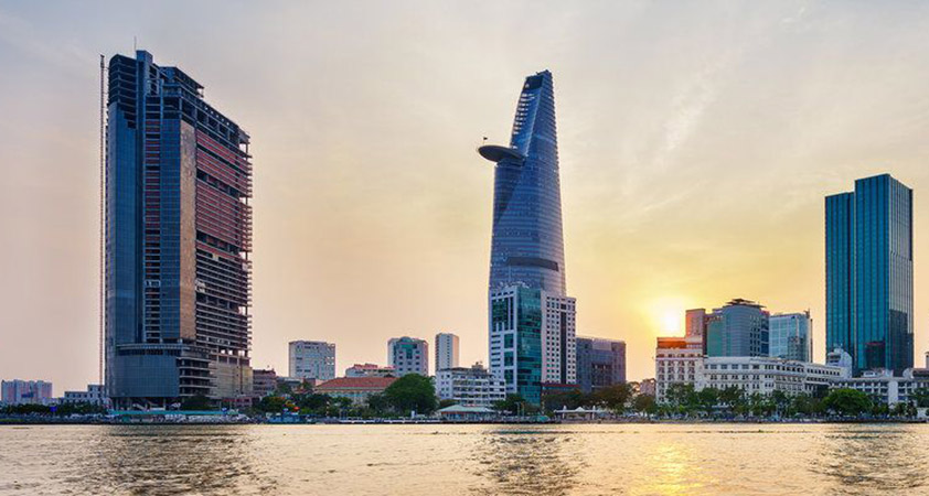 The beautiful view of Saigon from Mekong River