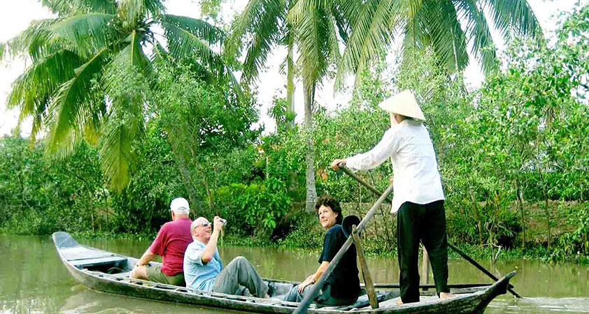 Take a boat in Mekong River