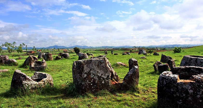 “Plan of Jars” is an impressive archaeological site where hundreds of large stone jars are littered all over the plateau