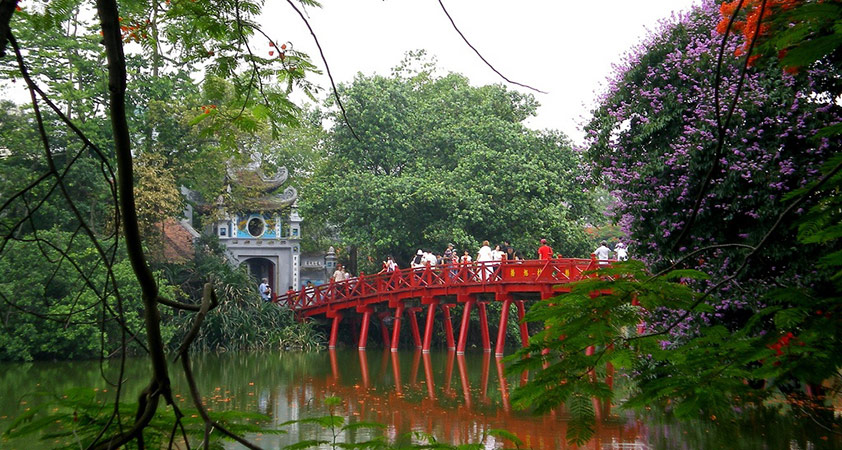 The Huc bridge and Ngoc Son Temple