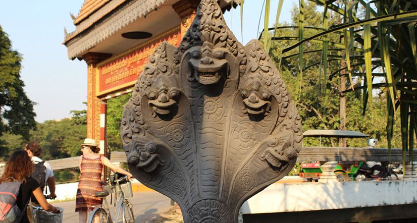Naga Stone Statue on Kampong Kdei Bridge
