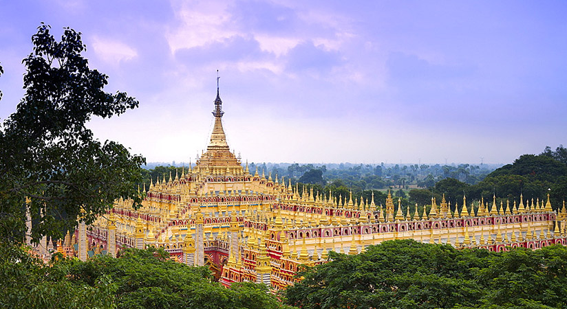 Thanboddhay Pagoda is home to more than 500,000 Buddha images cover every wall and archway of this huge Buddhist temple