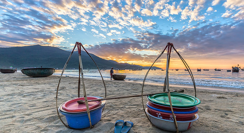 The trip leads you to one of the most beautiful beaches in Danang