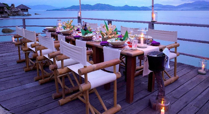 Enjoy your unforgettable meal at The amazing beauty of Six senses hideaway Ninh Van bay at dawn 