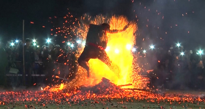 Traditional Fire Dancing on hot coals