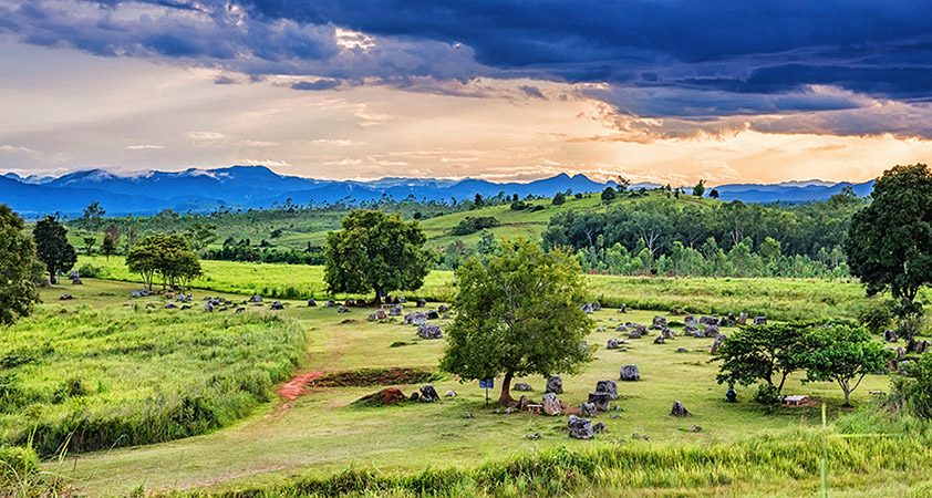 Plain of Jars with different shapes are the most popular tourist attractions in Xieng Khuang