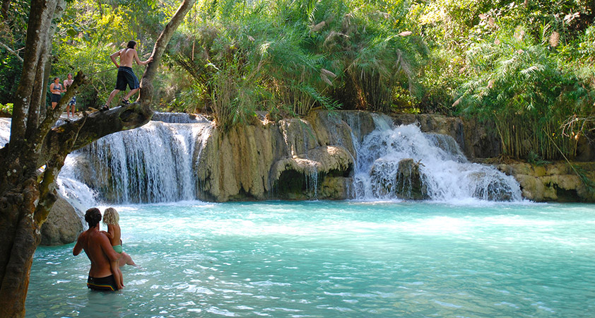 Khuang Si waterfall is the best option in sunny days