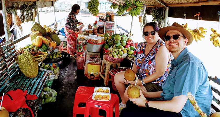 Forengers during the trip exploring Cai Be floating market 