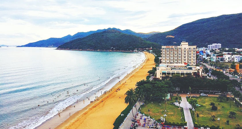 Quy Nhon beach is famous for yellow sandy seashore